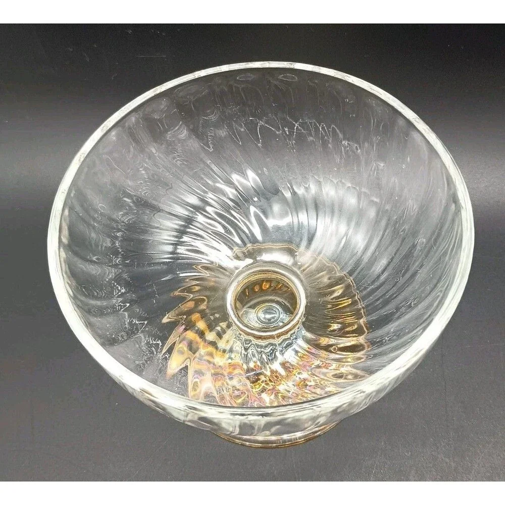 Vtg Optic Swirl Sherbet Coupe Orange Iridescent Base